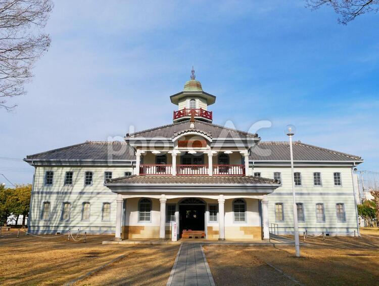 茨城県立歴史館の旧水海道小学校正面 小学校,校舎,レトロの写真素材