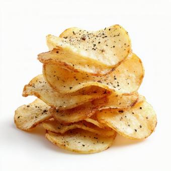 完璧にパリッとしたポテトチップスの山 完璧にパリッとしたポテトチップスの山の写真