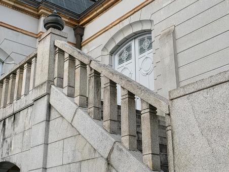 京都府立図書館 洋館,石造り,階段の写真素材