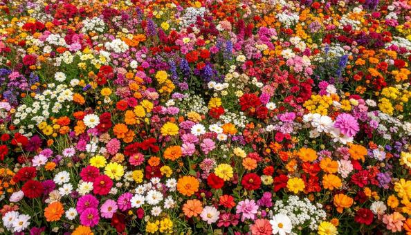 花畑を真上から見た背景写真素材 花畑を真上から見た背景写真素材の写真