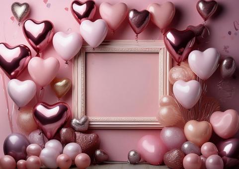 ハートの風船フレームの写真