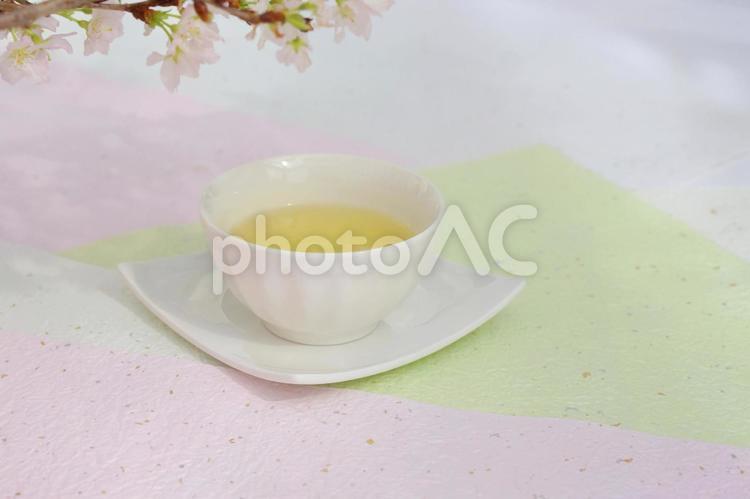 さくらとお茶 さくら,お茶,啓翁桜の写真素材