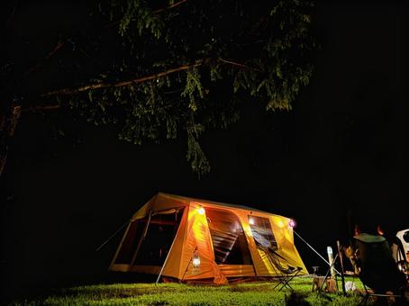 夜のテントサイト テント,テントサイト,幕の写真素材