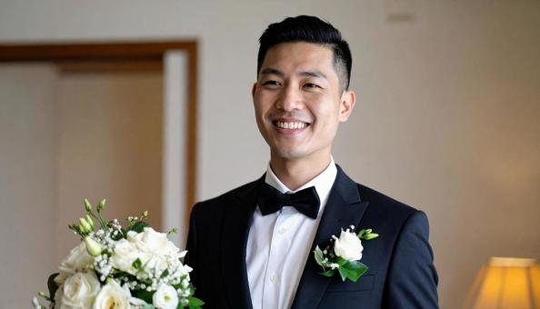 日本人男性の新郎 日本人男性の新郎の写真