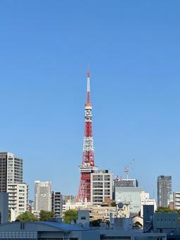 六本木ヒルズから見た東京タワー 六本木ヒルズから見た東京タワー 東京タワー,六本木ヒルズ,タワーの写真素材