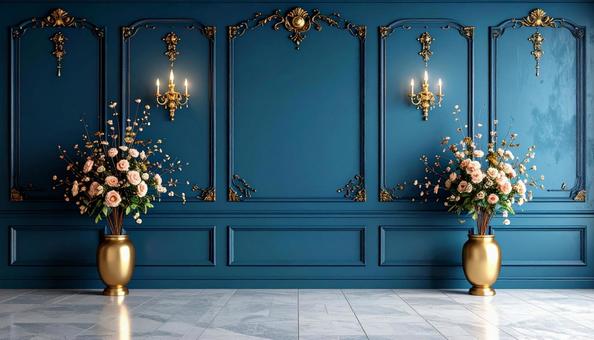 青色のシンプルな壁の写真