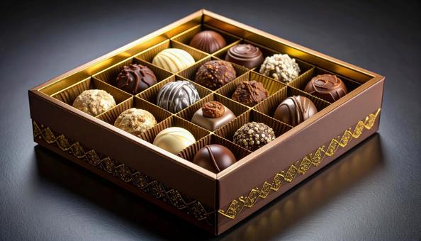 贈り物の箱入りトリュフチョコレートの写真