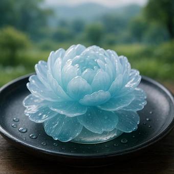 幻想的なゼリーフラワー 牡丹 ブルー 幻想的なゼリーフラワー 牡丹 ブルーの写真