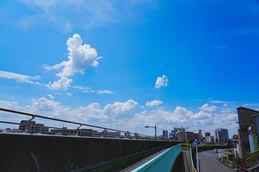 Photo, nakagawa promenade, summer sky, blue sky, 