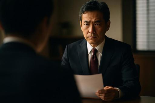 応募者を見つめる面接官 応募者を見つめる面接官の写真