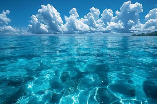 夏の海と空のリゾート風景 夏の海と空のリゾート風景 海,水面,波の写真素材