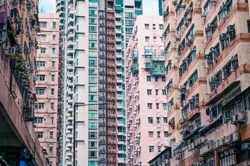 香港・カラフルな住宅(奧運駅・美安街) 香港・カラフルな住宅(奧運駅・美安街)の写真