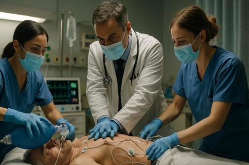 心肺蘇生を行う医療現場の写真