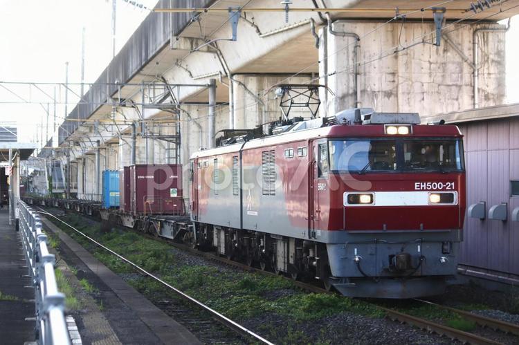 宮城野貨物線 貨物列車 東仙台駅 eh500,宮城野貨物線,貨物列車の写真素材