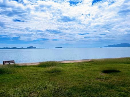 空と海 青空,海,水平線の写真素材