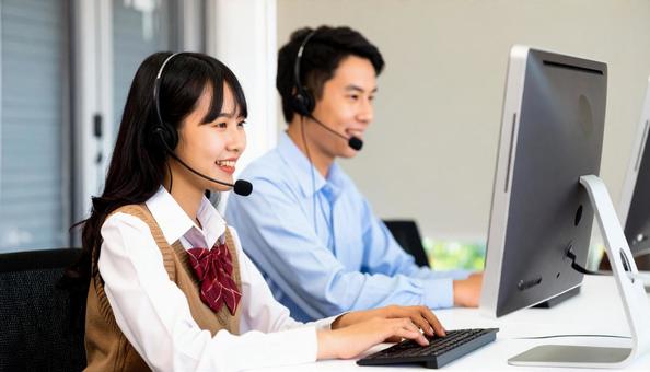 ヘッドセットをつけて通信教育・英会話教室 ヘッドセットをつけて通信教育・英会話教室の写真