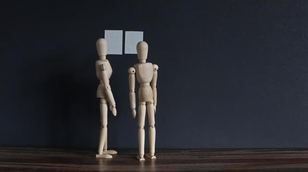 張り紙 告知,読む,確認の写真素材