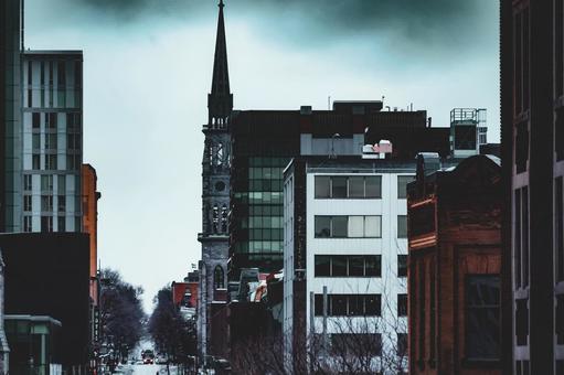 Montreal church and buildings, JPG