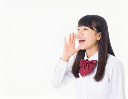 大声で呼びかける生徒 大声で呼びかける生徒の写真