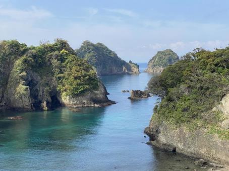 景勝地 西伊豆 堂ヶ島の海岸 景勝地 西伊豆 堂ヶ島の海岸 リアス式,島,海の写真素材
