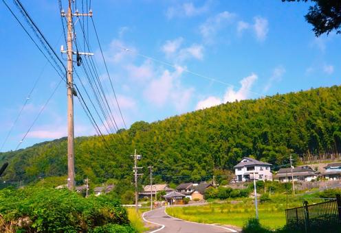 のどかな風景 のどかな風景 田舎,山,道路の写真素材