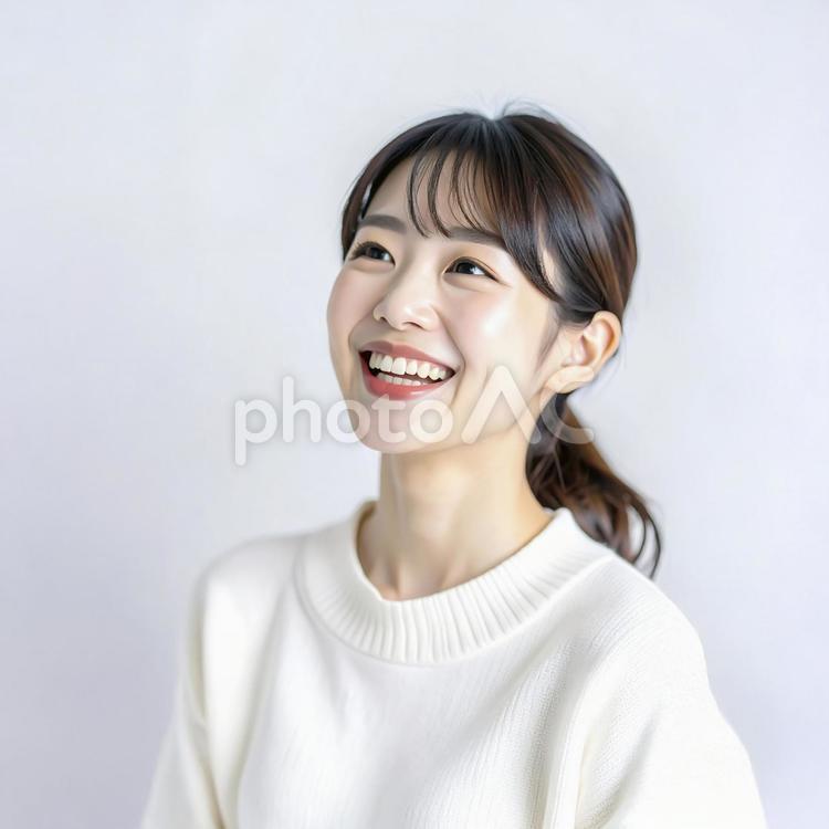 笑顔の若い日本人の女性　AI生成画像  女性,人物,若いの写真素材