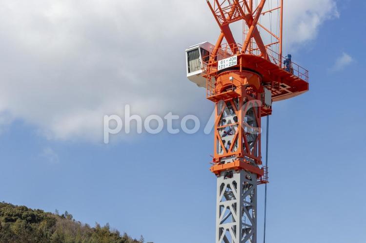 クライミングクレーンの操縦室の接写 建設現場,操縦室,タワークレーンの写真素材