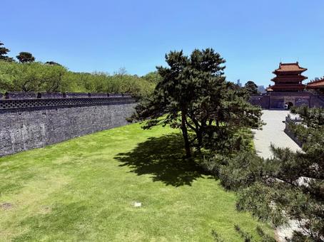 城楼からの内庭の眺め 城楼からの内庭の眺め 北陵公園,中国,海外の写真素材