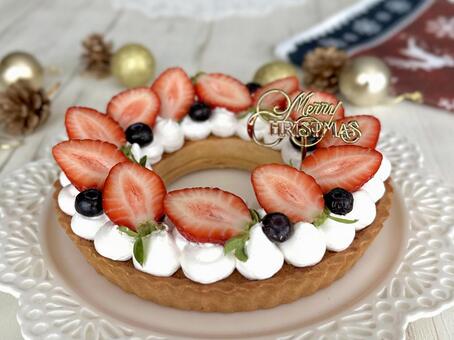 クリスマスリースタルト リースタルト,クリスマスリース,タルトの写真素材