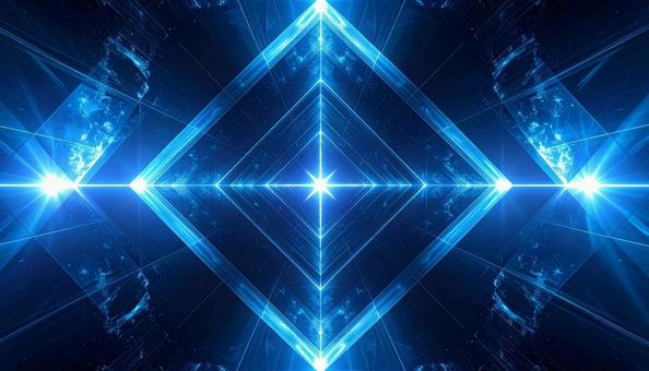 ダイヤモンド型に広がるブルーレンズフレアの写真