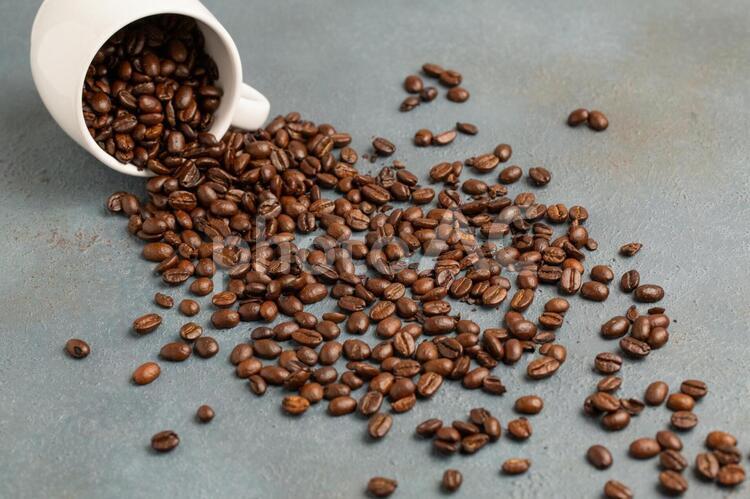 コーヒー豆とマグカップ コーヒー,コーヒー豆,ブラジルの写真素材