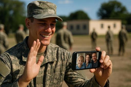 軍人の家族ビデオ通話 軍人の家族ビデオ通話の写真