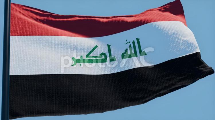 イラク国旗・風になびく イラク,国旗,旗の写真素材