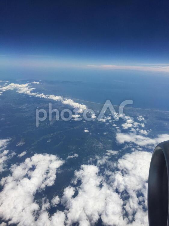 機内からの九十九里浜 空,飛行機,風景の写真素材