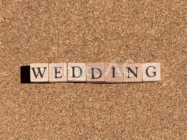 WEDDINGのアルファベット文字ブロック ウェディング,ウェルカムボード,メッセージの写真素材