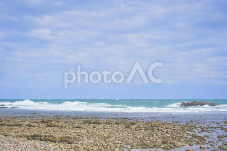 日南海岸の景色 海景,鬼の洗濯岩,洗濯板の写真素材