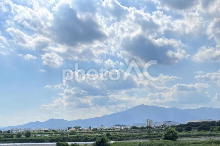 川沿い散歩の風景 空,風景,自然の写真素材
