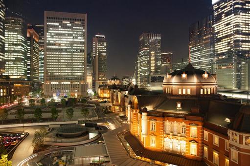 日本の東京駅の景色 日本の東京駅の景色 駅,東京駅,夜の写真素材