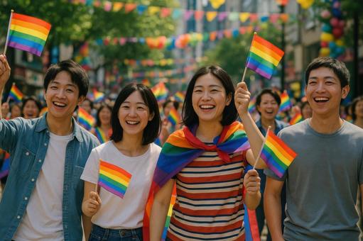 プライドイベントに参加する日本人の写真