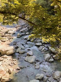 巨大な石が転がる川の流れと新緑 巨大な石が転がる川の流れと新緑 川,吉野川,緑の写真素材