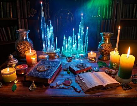 魔術師の神秘的なテーブルの写真