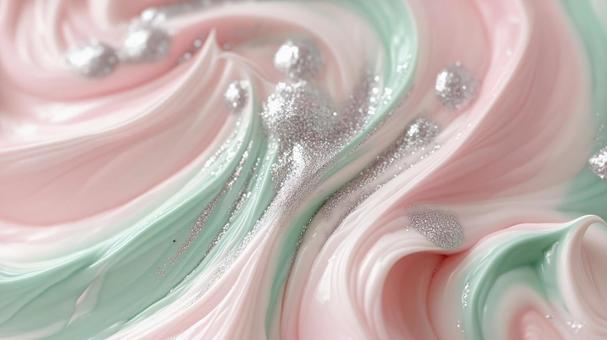 背景　緑とピンク色キラキラマーブルの写真