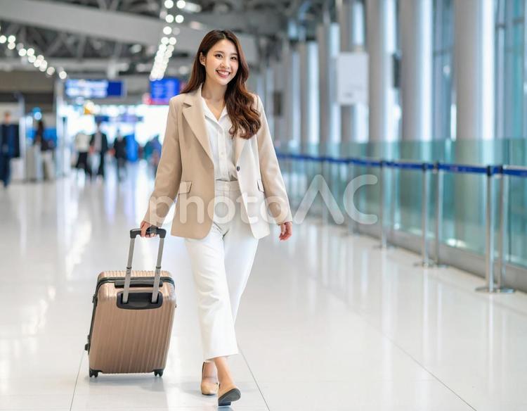 エアポートの彼女・出張に向かう 女性,海外出張,エアポートの写真素材