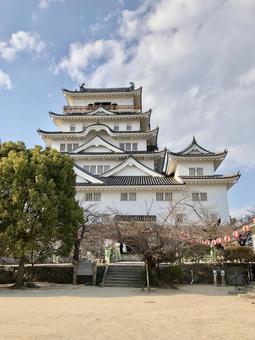 福山城と空 福山城と空 風景,しゃちほこ,鯱の写真素材