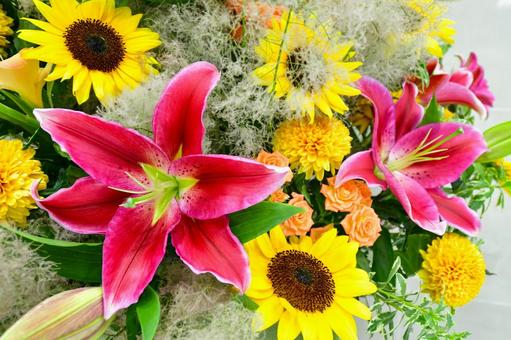 Oriental lilies and sunflowers, JPG