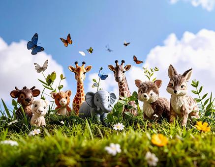 ミニチュア　かわいい動物の人形の写真