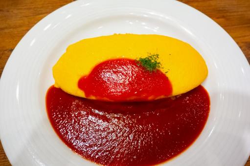 Fluffy and soft egg omelet rice, JPG