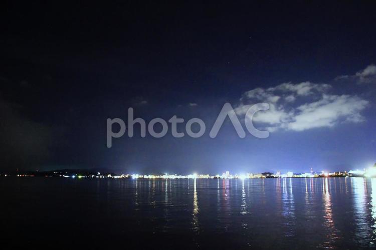 夜景/宍道湖・松江水郷祭花火大会終了後 夜景,宍道湖,松江市の写真素材