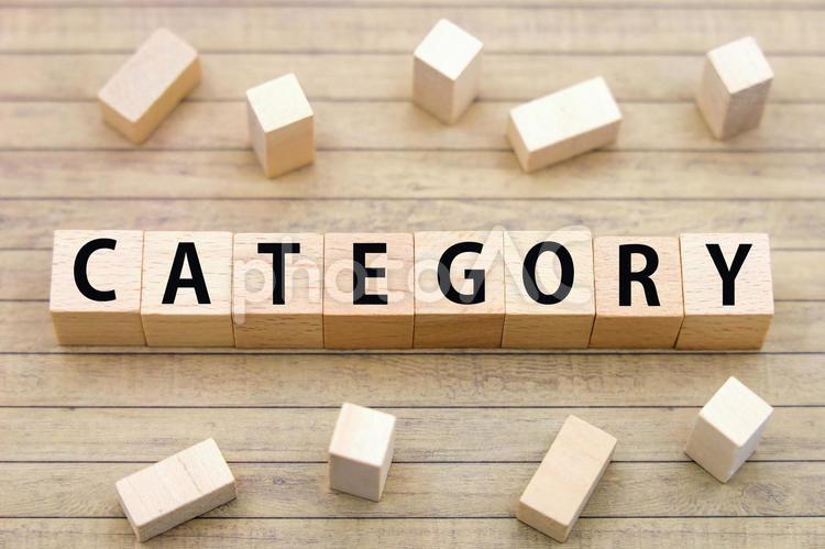 カテゴリーの文字ブロック カテゴリー,ジャンル,枠組みの写真素材