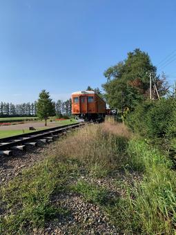 愛国駅の列車2 電車,駅,廃線の写真素材